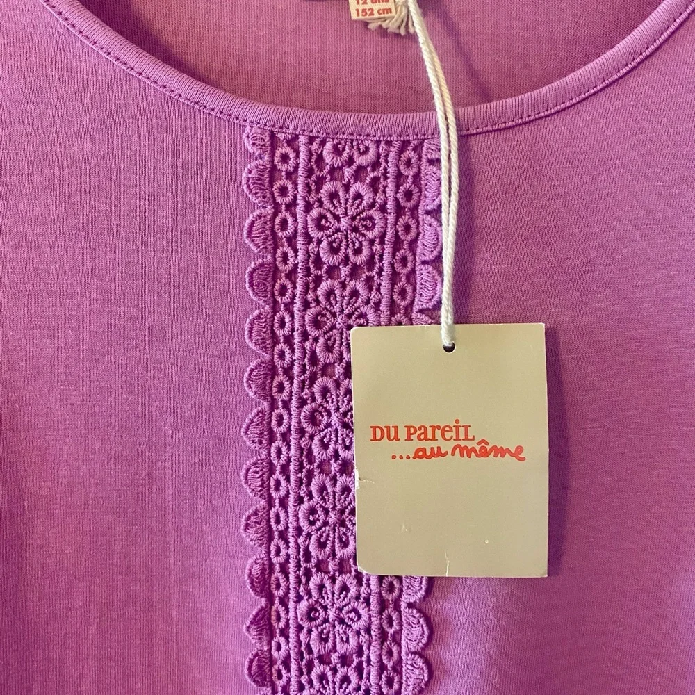 DPAM Du Pareil au Meme Top Girls 12 Purple Boutique French Brand 100% Cotton